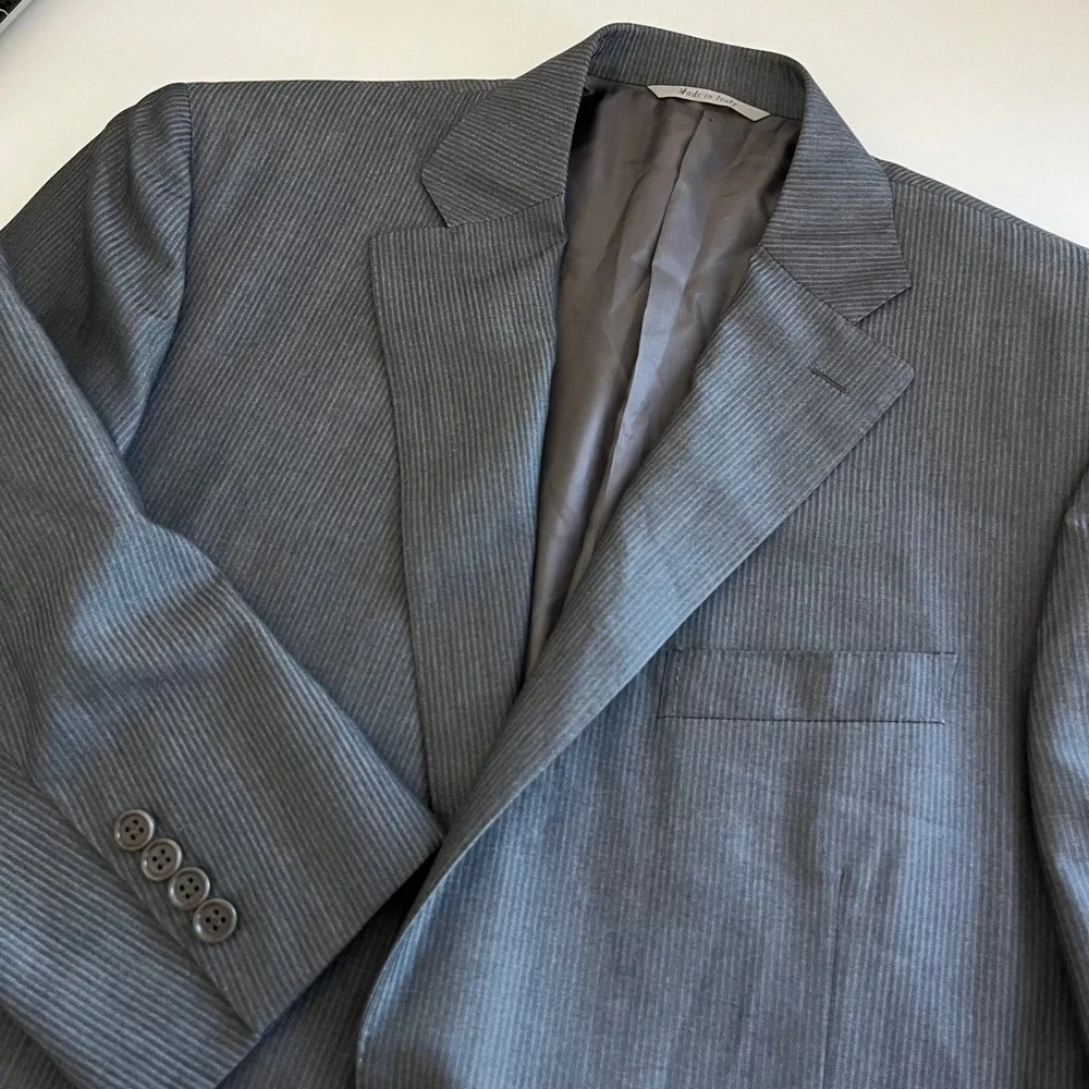 Canali Men's Suit Jacket Gray Stripe Made in Italy Wool‎ EUR 52R US 42R